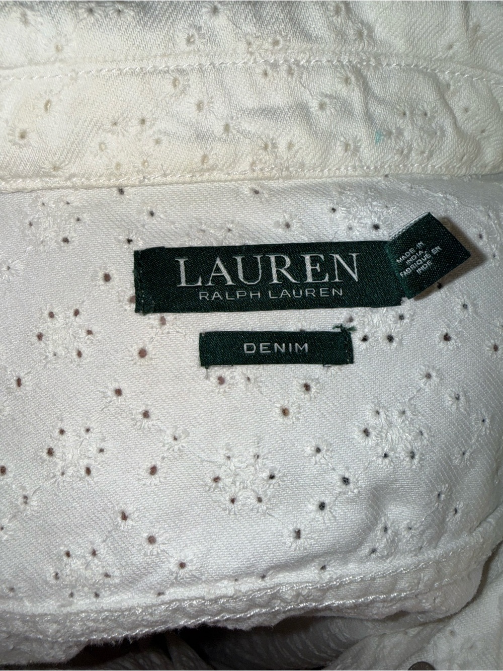 Ralph Lauren White Eyelet‎ Denim Jacket - Picture 5 of 5